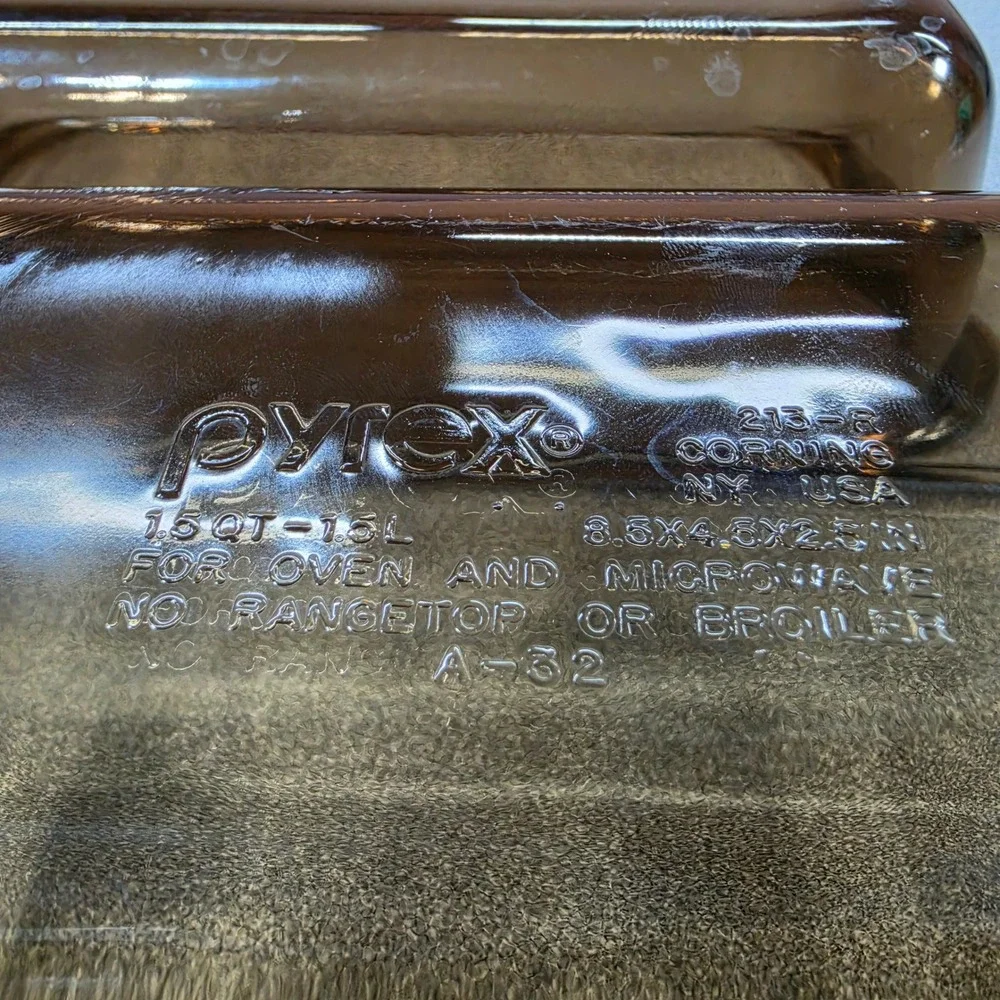 Pyrex Loaf Pan Set 2 Unisex 1.5QT Brown Excellent Fireside Smoked Glass 213-S
